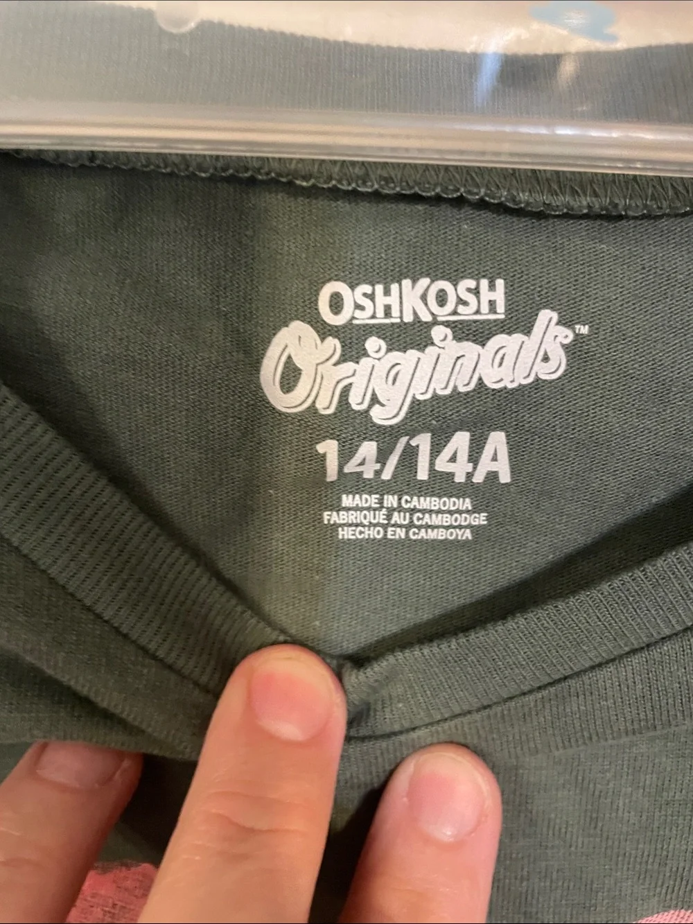 OshKosh B'gosh Forest Green Long Sleeve Tee with Pink Heart Brooklyn Graphic